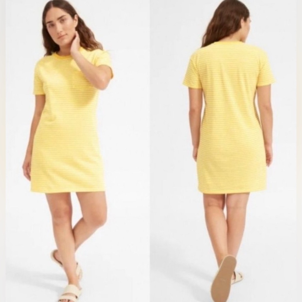 everlane // yellow striped t-shirt dress
